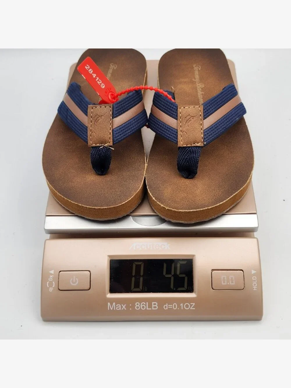 Brown/Navy Stripe Flip Flops | Kid's 10-11